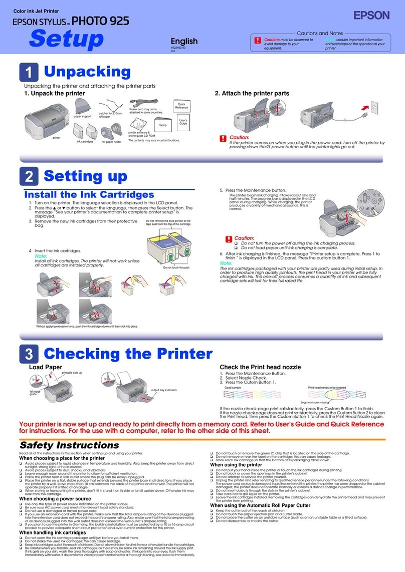 Epson Stylus Photo 925 User guide
