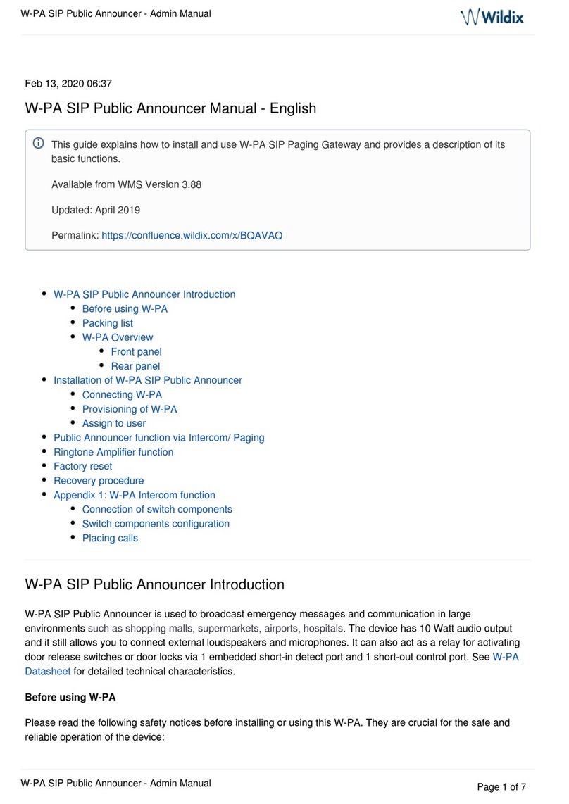 Wildix W-PA SIP Public Announcer manual