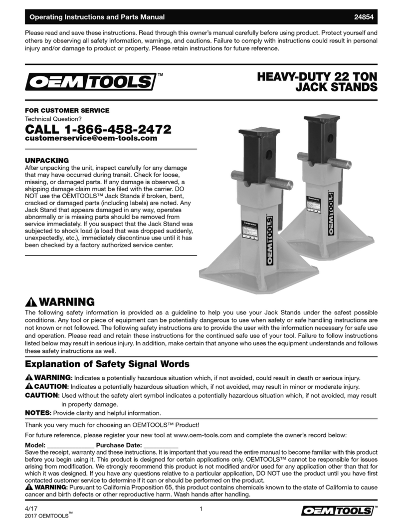 OEM Tools 24854 Operating instructions and parts manual