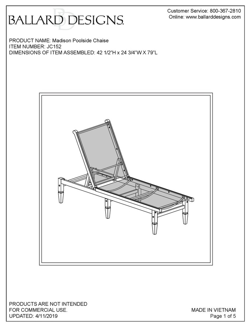 Ballard Designs Madison Poolside Chaise JC152 manual