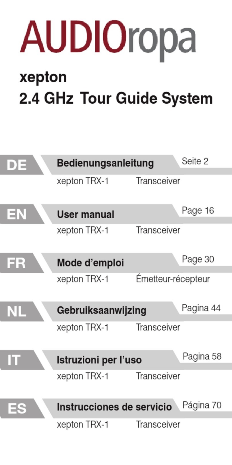 AUDIOropa xepton TRX-1 user manual