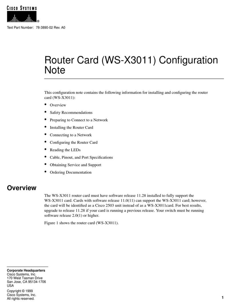Cisco WS-X3011 Quick start guide
