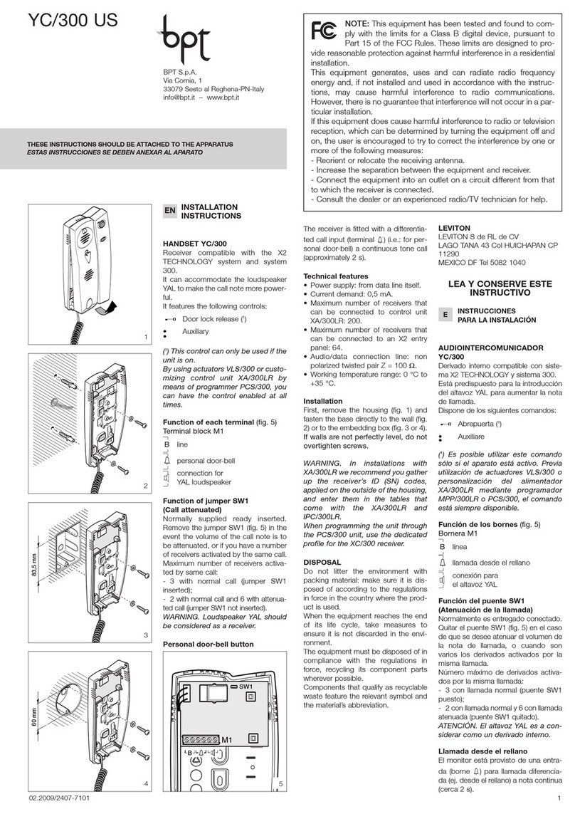 Bpt YC/300 US User manual