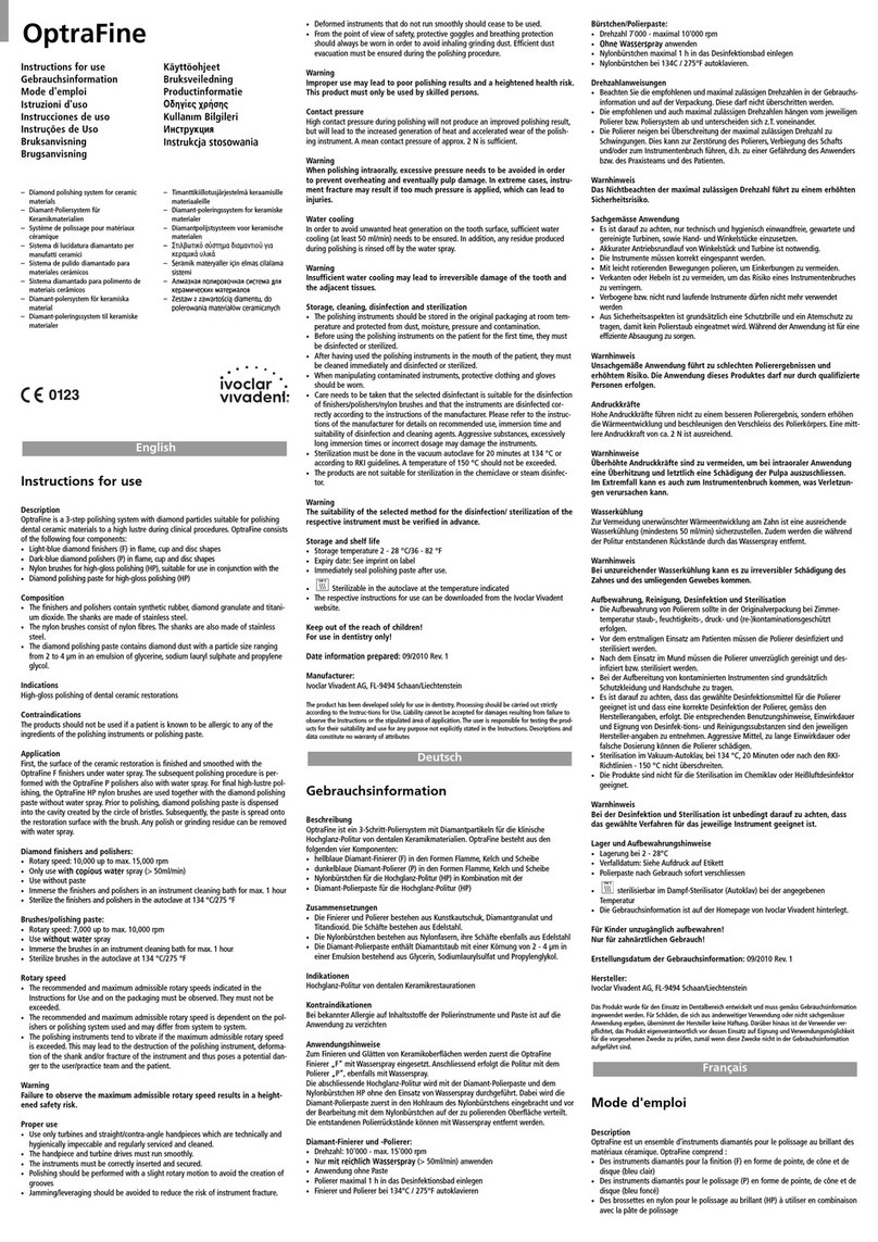 Ivoclar Vivadent OptraFine User manual Ivoclar Vivadent OptraFine User manual
