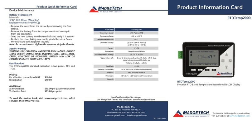 MadgeTech RTDTemp2000 Reference guide