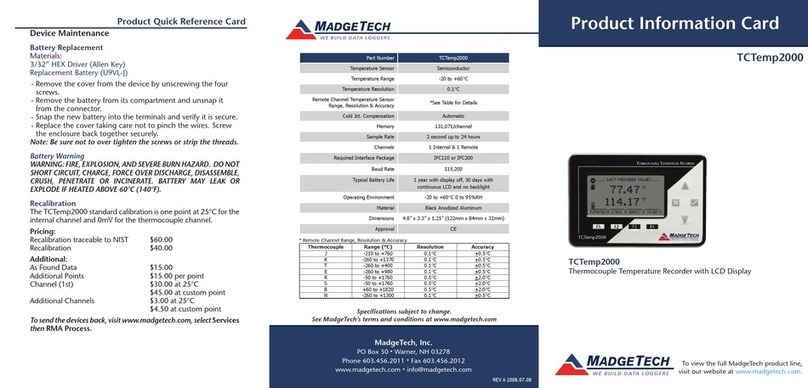 MadgeTech TCTemp2000 Reference guide