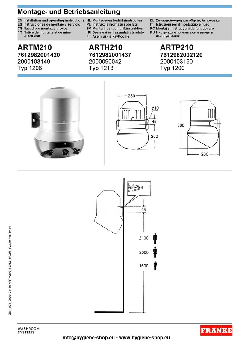 Franke ARTM210 Installation and operating instructions