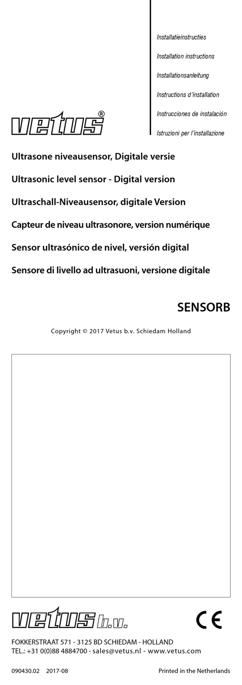 Vetus SENSORB installation instructions