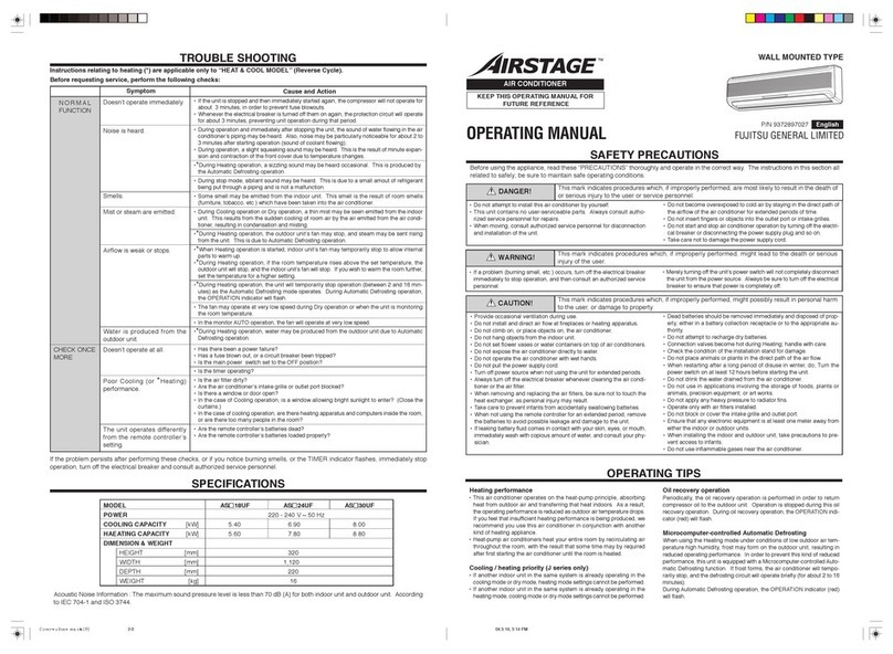 Fujitsu Airstage AS 18UF Series User manual