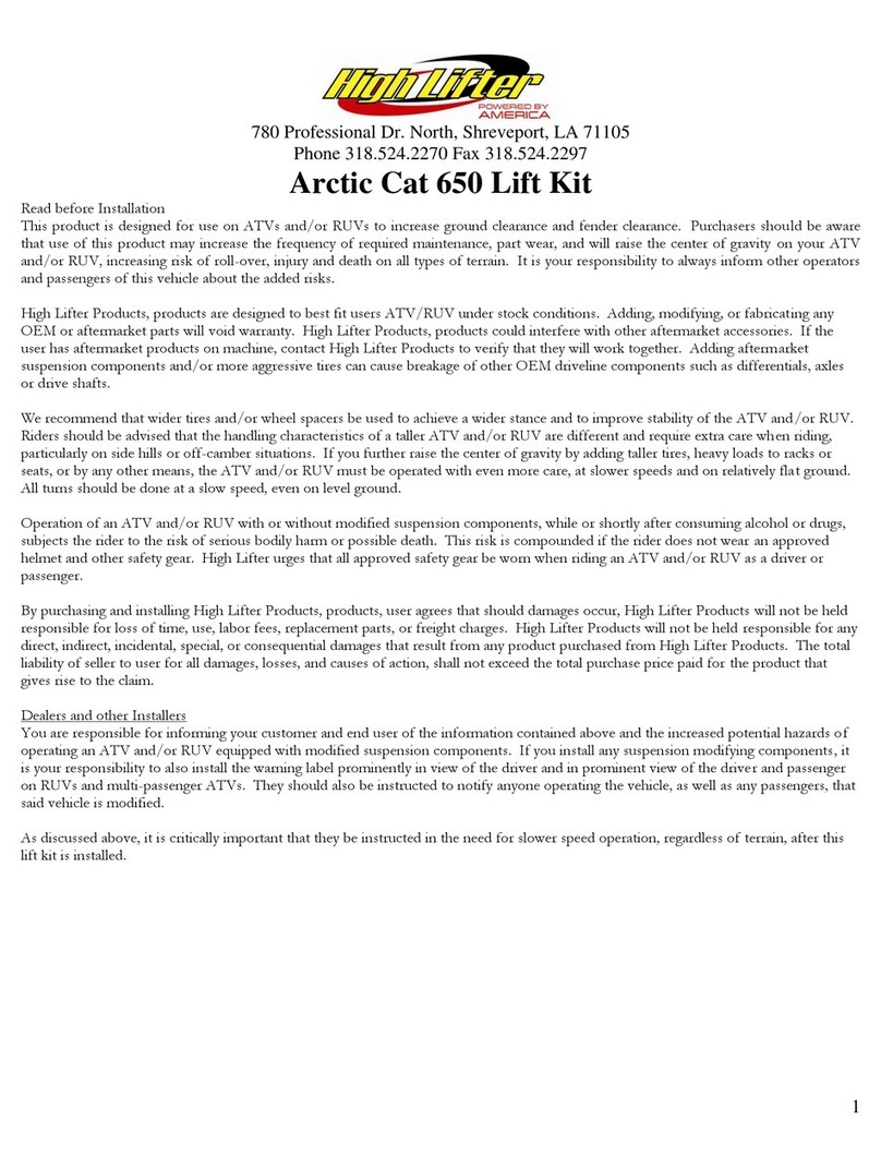 High Lifter Arctic Cat 650 User manual
