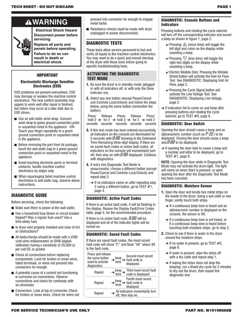 Whirlpool WED9600TA1 Tech sheet Whirlpool WED9600TA1 Tech sheet