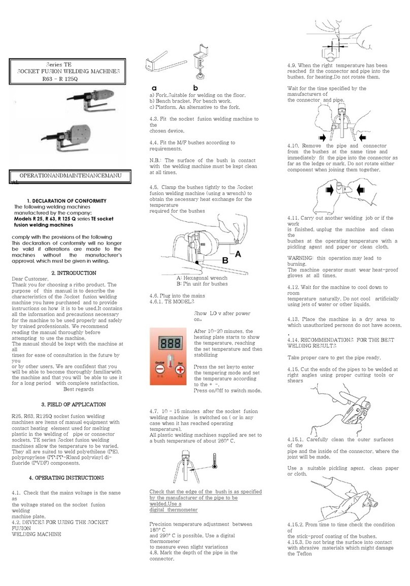 Colindusnria TE Series OPERATION AND MAINTENANCE MENU