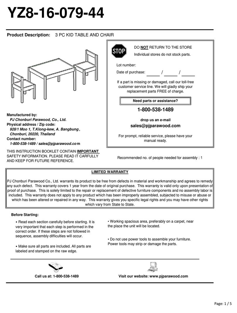 PJ Chonburi Parawood YZ8-16-079-44 Assembly instructions PJ Chonburi Parawood YZ8-16-079-44 Assembly instructions