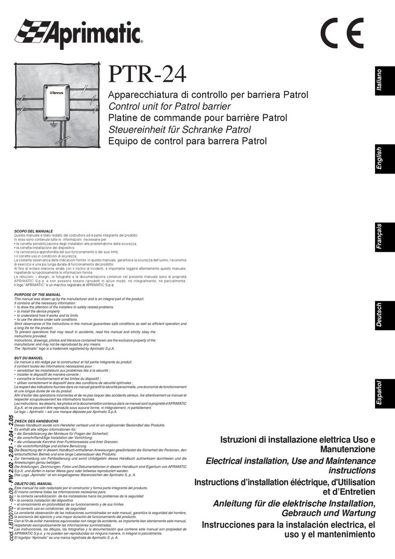 Aprimatic PTR-24 Electrical installation, Use and Maintenance instructions