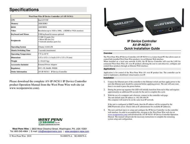 West Penn Wire AV-IP-NC811 Quick installation guide