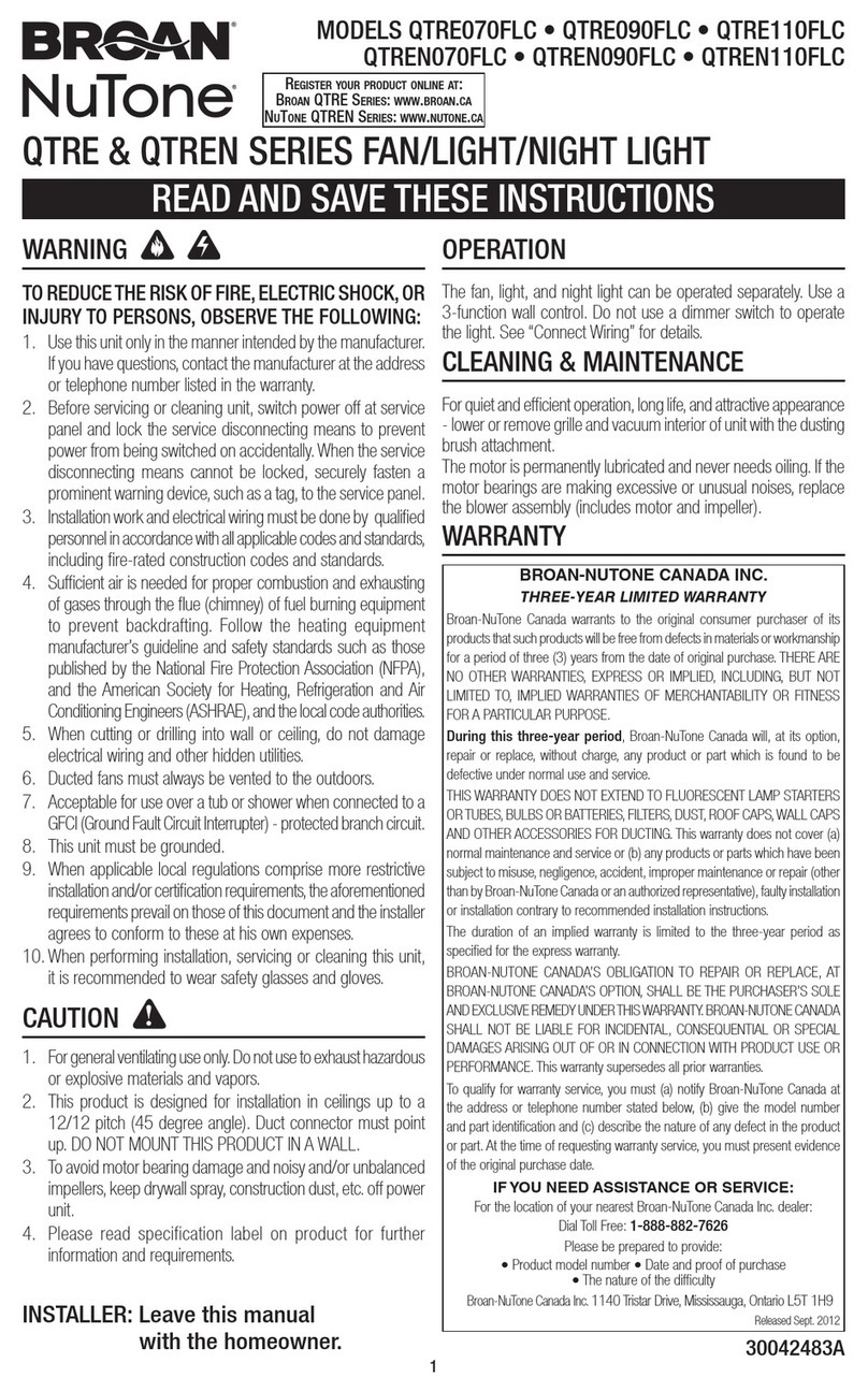 Broan NUTONE QTREN Series User manual