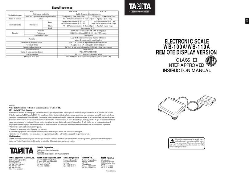 Tanita WB-100A User manual