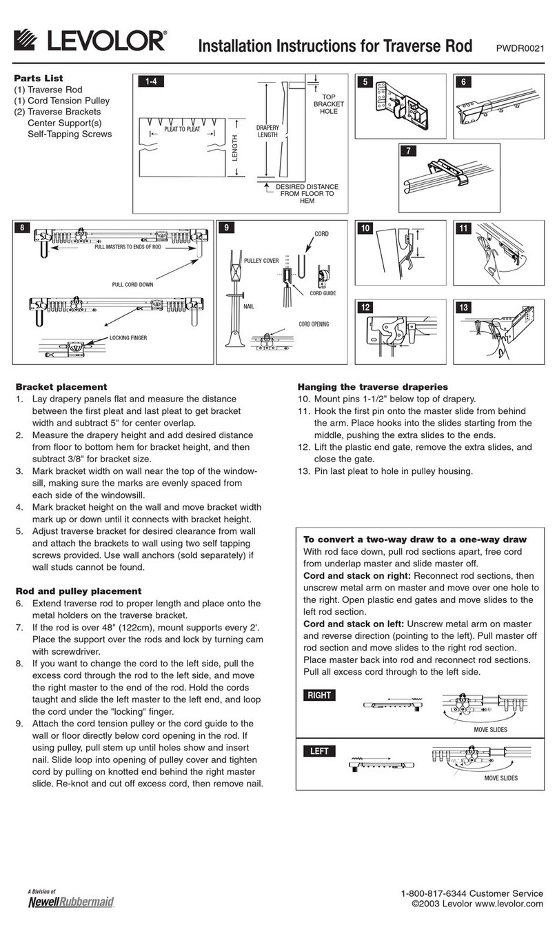 Levolor Traverse Rod installation instructions