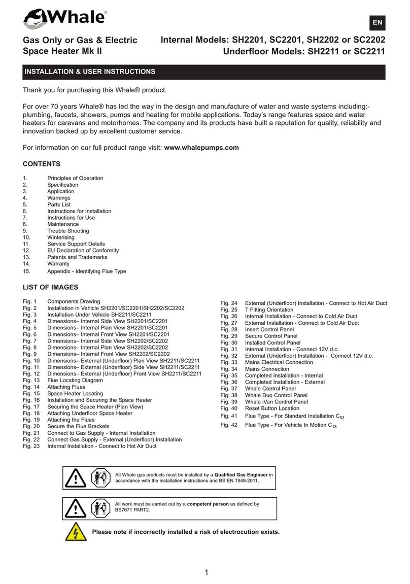 Whale SH2201 Installation & user's instructions