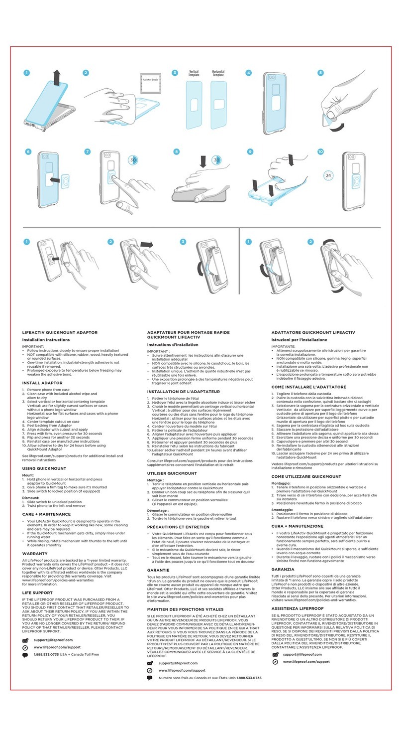 LifeProof LIFEACTIV QUICKMOUNT ADAPTOR installation instructions
