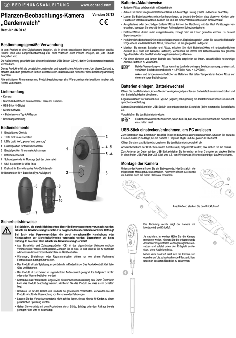 Conrad Garden watch operating instructions