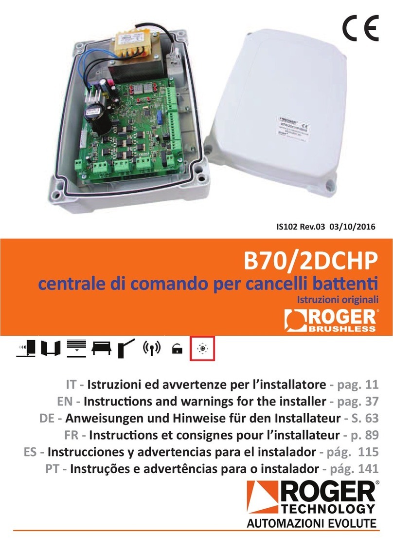 Roger Technology B70 Instruction and warnings for the installer