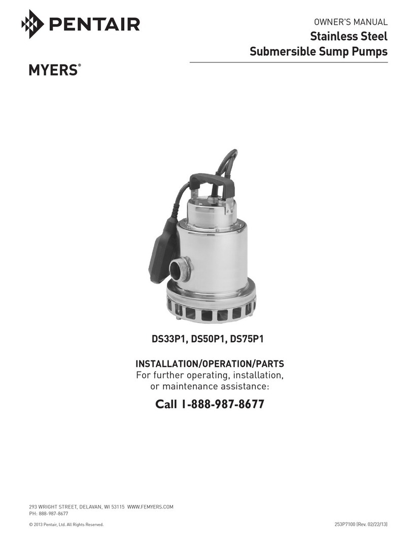 Pentair Myers DS33P1 owner's manual