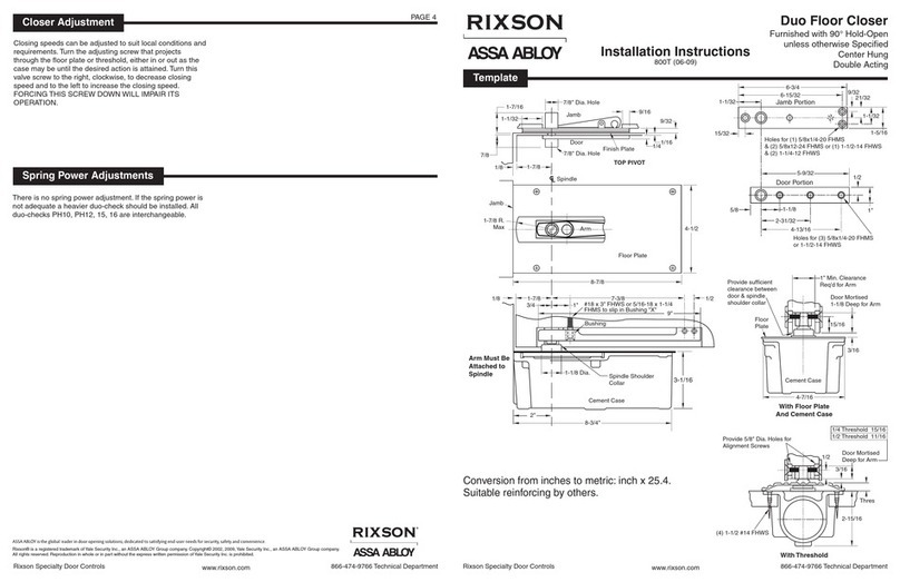Rixson Duo Floor Closer installation instructions