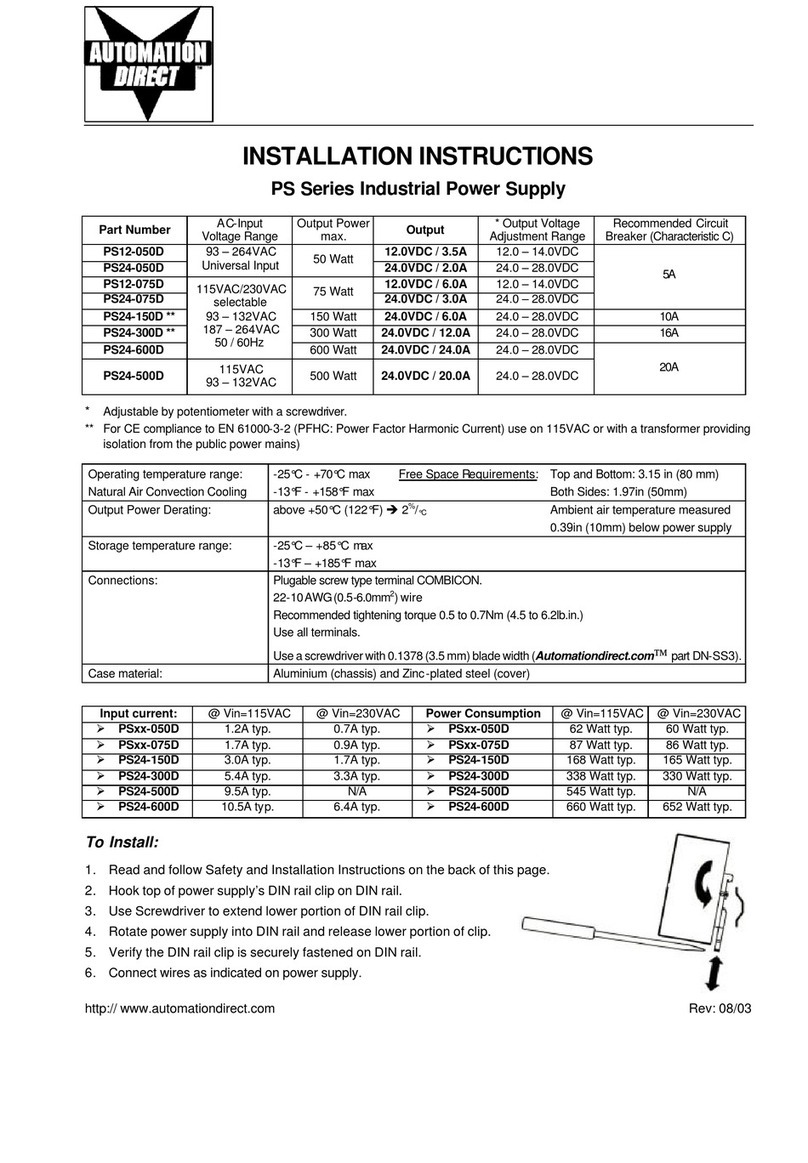 AutomationDirect PS Series installation instructions