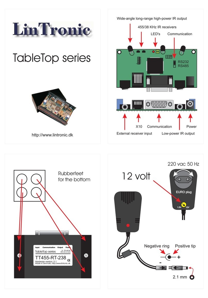 LinTronic TableTop Series quick start guide