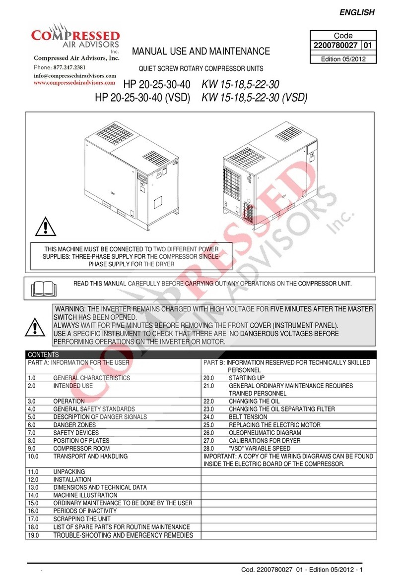 Compressed Air Advisors HP Series Manual use and maintenance Compressed Air Advisors HP Series Manual use and maintenance