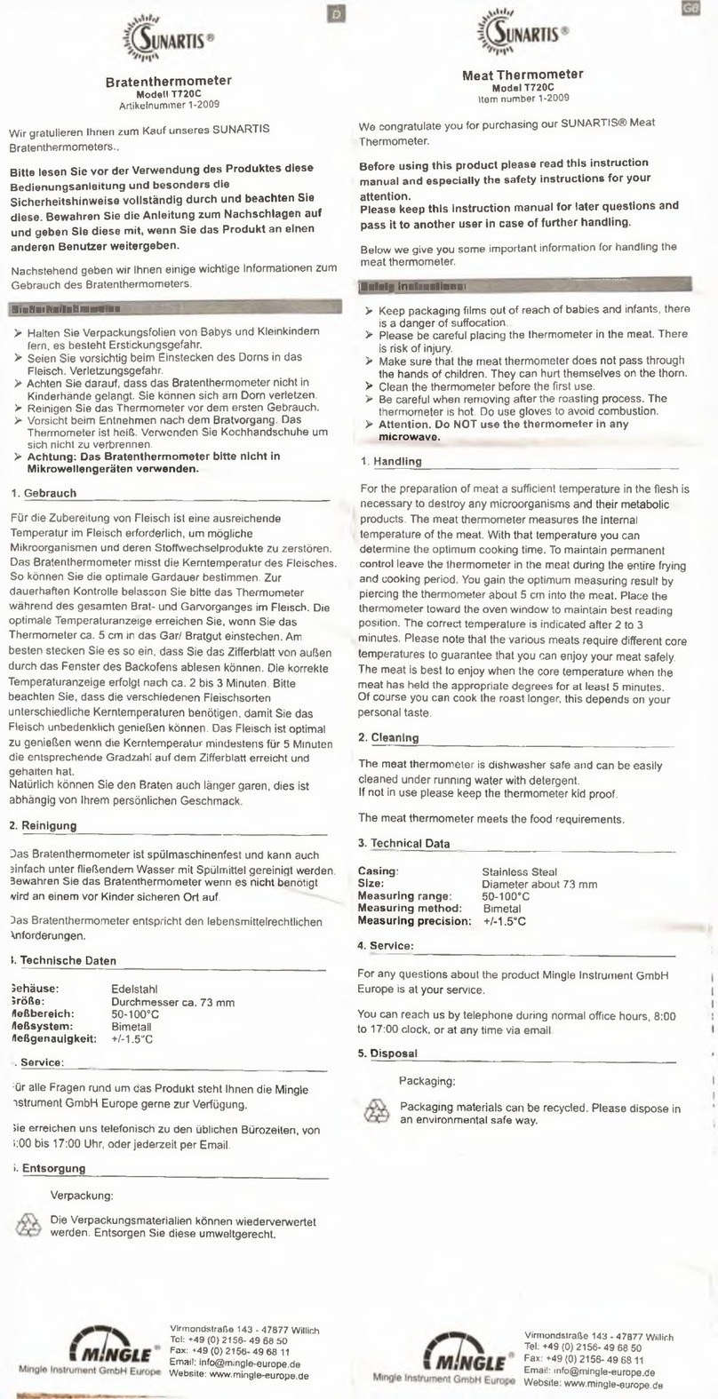 Sunartis T720C User manual