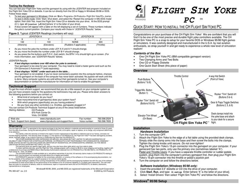 CA Products FLIGHT SIM YOKE PC User manual
