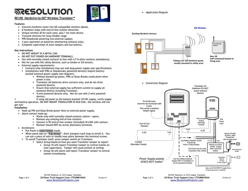 Resolution RE108 quick start guide