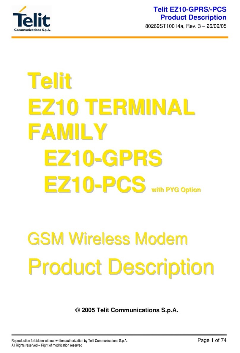 Telit Wireless Solutions EZ10 Series Product description Telit Wireless Solutions EZ10 Series Product description