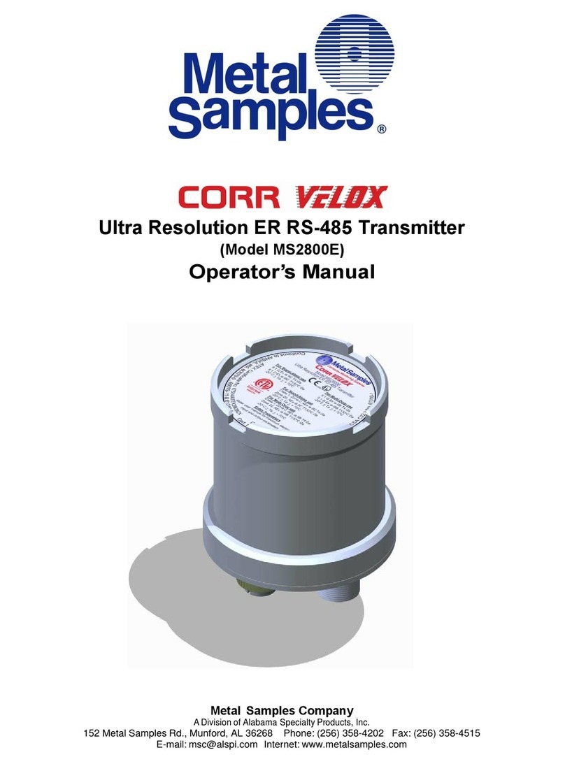 Metal Samples CORR Velox MS2800E User manual