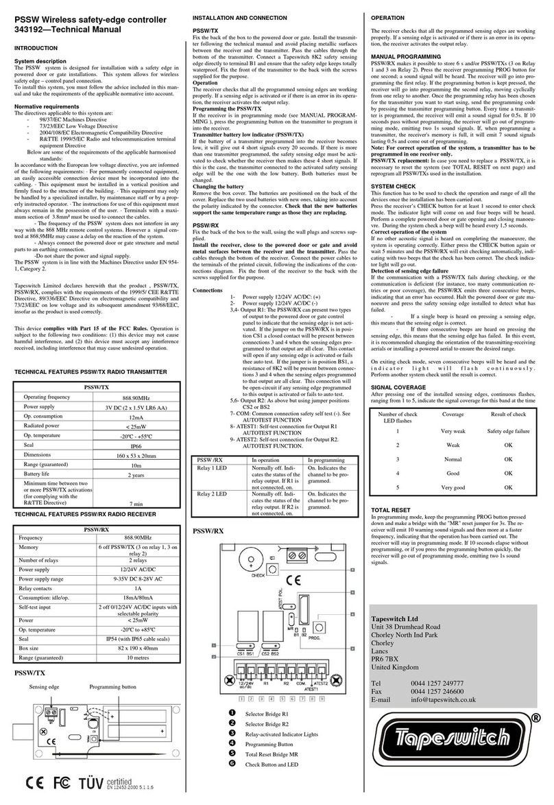 Tapeswitch PSSW Technical manual