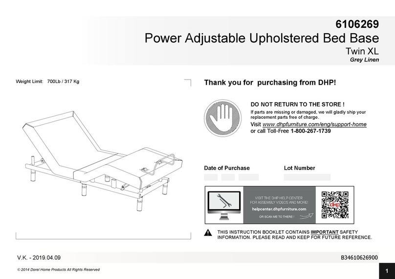 DHP Power Adjustable Upholstered Bed Base User manual