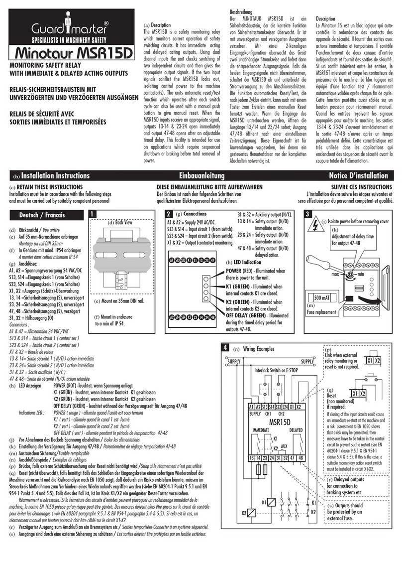 Guard master Minotaur MSR15D installation instructions