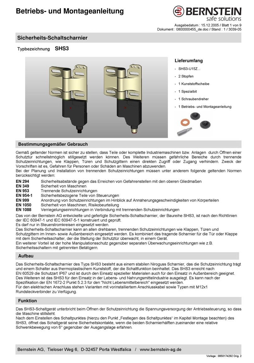 BERNSTEIN SHS3 Series Installation and operating instructions BERNSTEIN SHS3 Series Installation and operating instructions
