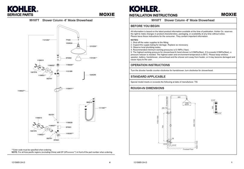 Kohler MOXIE 99107T User manual