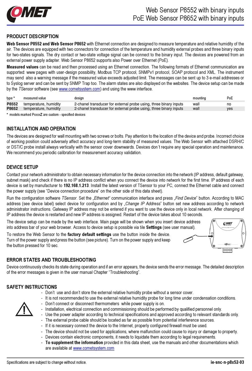 Comet P8552 quick start guide
