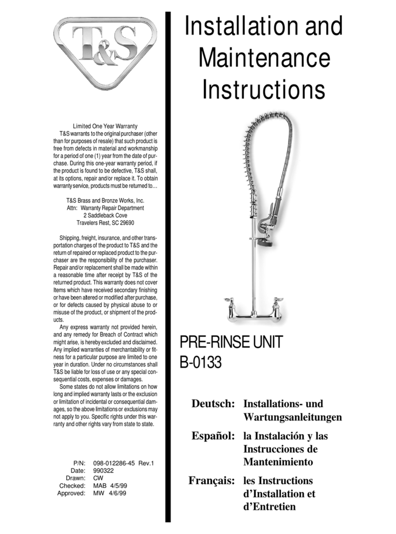 T&S B-0133 Installation and maintenance instructions