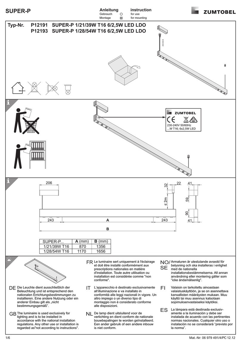 Zumtobel SUPER-P Series Instructions for mounting