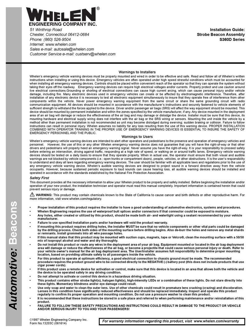 Whelen Engineering Company S360D Series installation guide