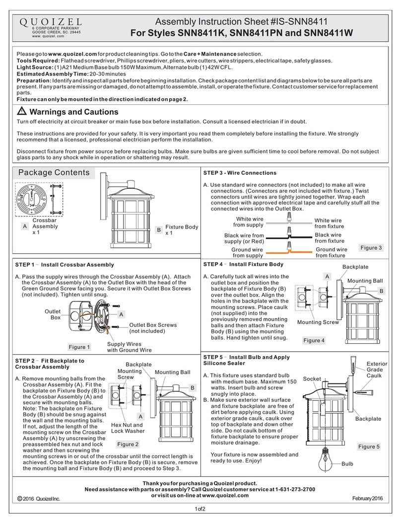 Quoizel SNN8411K Assembly instruction sheet