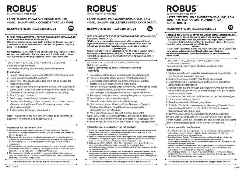 LED Group ROBUS RLZ294015HL-24 quick start guide