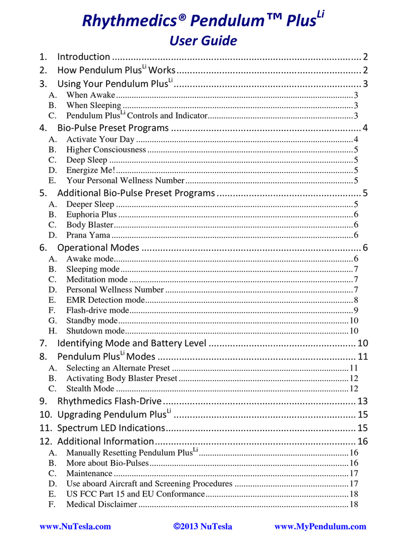 NuTesla Rhythmedics Pendulum PlusLi User manual