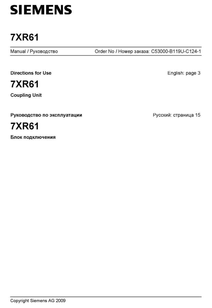 Siemens 7XR61 Series Short directions for use