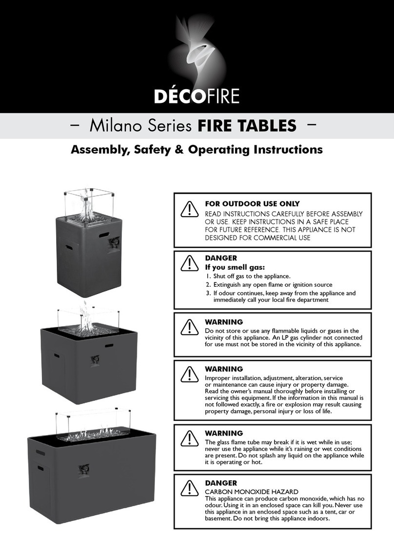 Decofire Milano Series Assembly, Safety & Operating Instructions